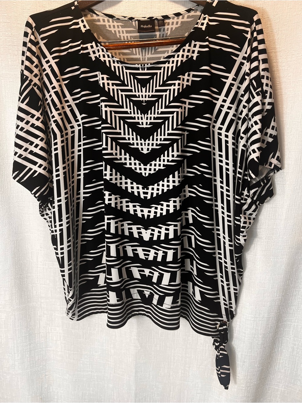 Rafaella Striped Knit Top - black  & white Plus Size